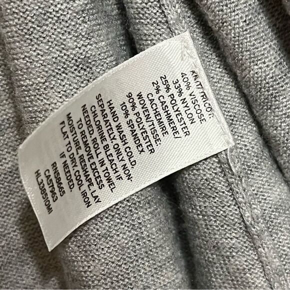 Women's Chelsea28 Grey & Cream Ruffle Hem Open Cardigan Sweater - Picture 7 of 7